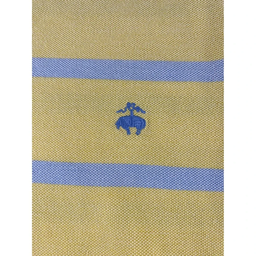 Brooks Brothers Mens XL Yellow Blue Striped Polo Shirt Original Fit‎ Cotton
